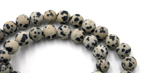 Matte Dalmatian Jasper Gemstone Beads, 8mm, Round